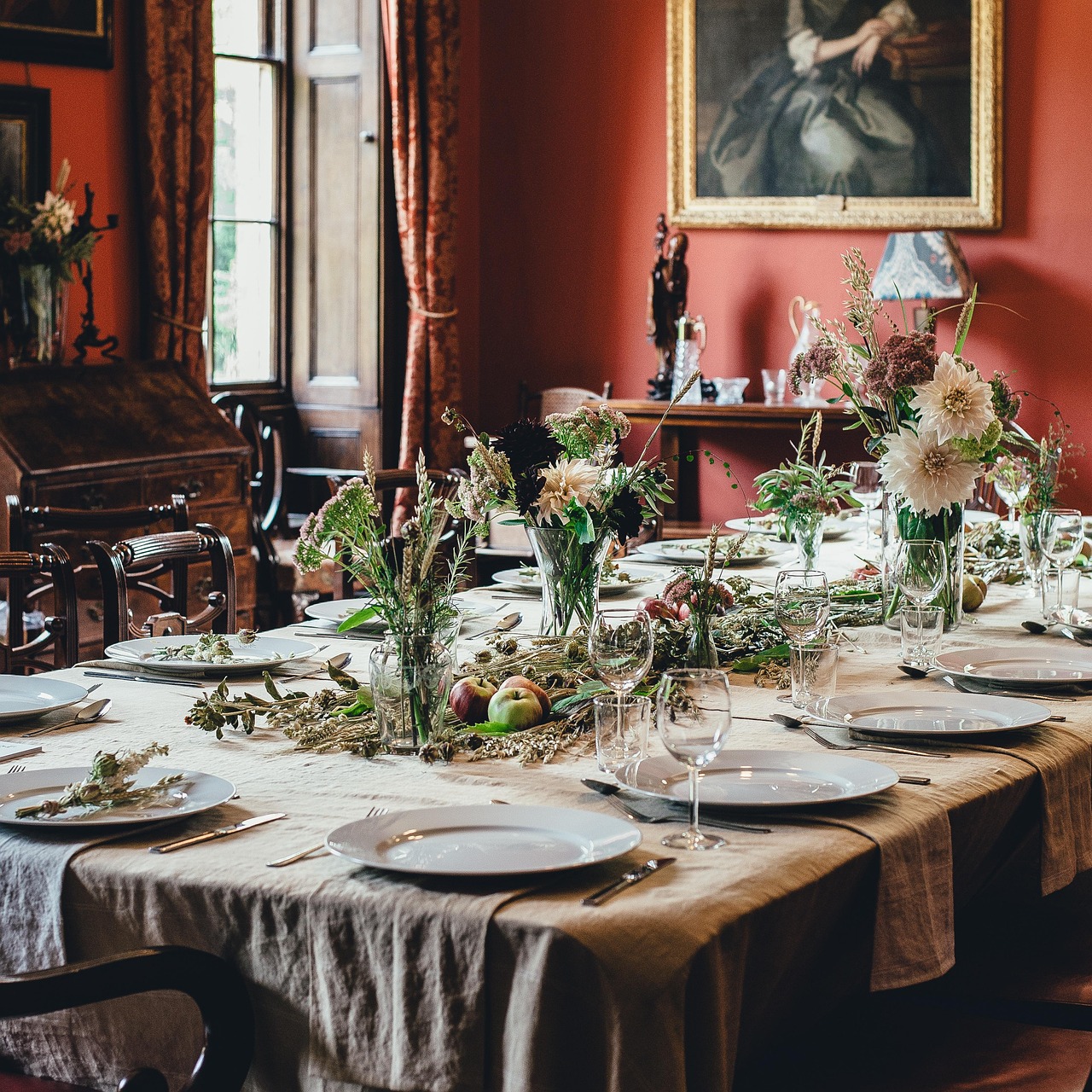 banquet, chair, cutlery, dining room, flatware, formal dining, furniture, hotel, indoors, interior design, place setting, reception, restaurant, seat, silverwar